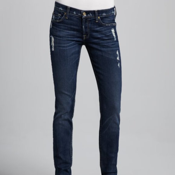 7 For All Mankind Denim - 7 For All Mankind Roxanne Skinny Distressed Jeans